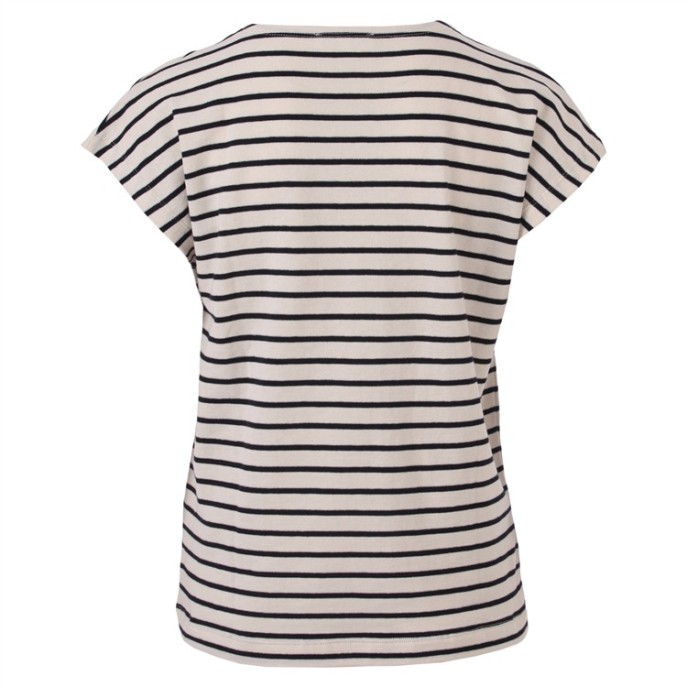 Enjoy T-shirt Bon Voyage streep Marine Ecru